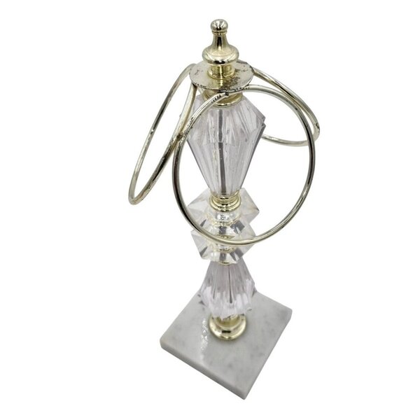 Lucite & Marble 3-Ring Towel Holder With Gold Accents Elegant Bathroom Accessory - Picture 4 of 8